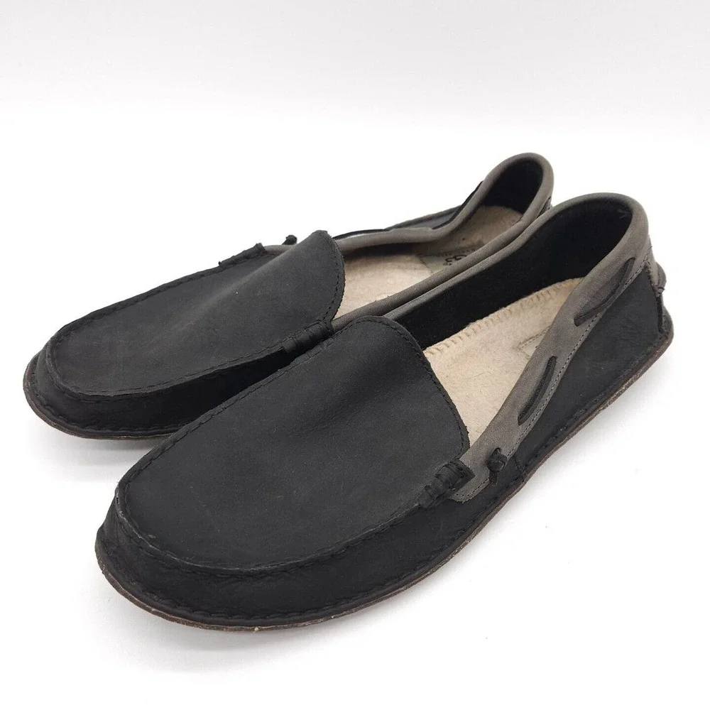 UGG Australia Mens Size 12 Gray Suede Leather Boat Shoes Loafers Flats Slippers‎